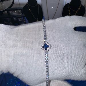 Clover Silver and Blue Tennis Bracelet Bracelet
